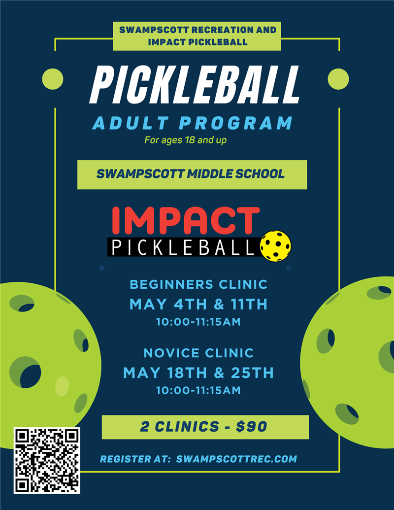 Swampscott Recreation: Adult Pickleball Clinic - Impact Pickleball
